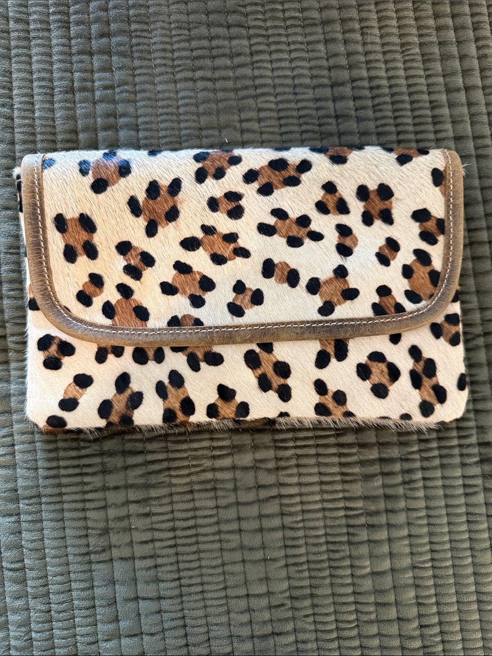 Myra Bag Leopard Haircalf Crossbody with Tan Faux Leather